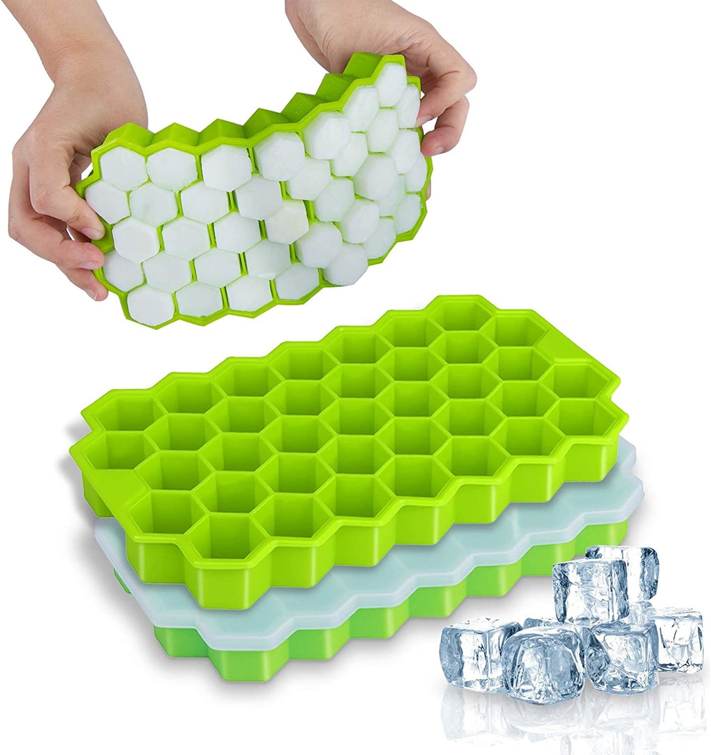 36-Cube Silicone Ice Cube Tray with Lid