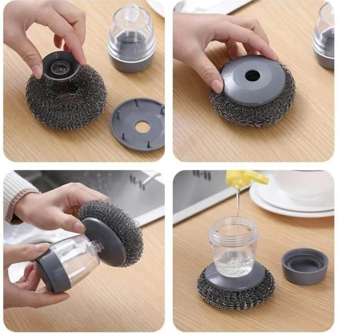 Kitchen Soap Dispensing Palm Brush with Built-in Soap Dispenser