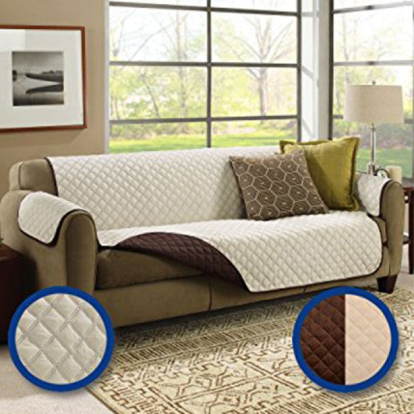Reversible Quilted Sofa Cover – Washable Furniture Protector