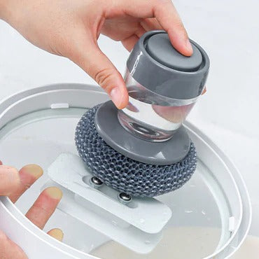 Kitchen Soap Dispensing Palm Brush with Built-in Soap Dispenser