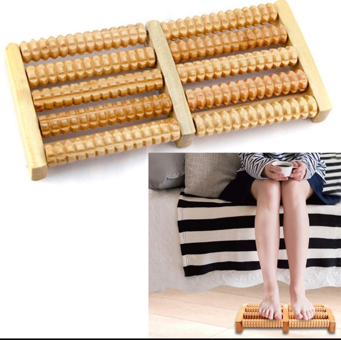 Wooden Foot Massage Roller – Natural Reflexology Foot Massager