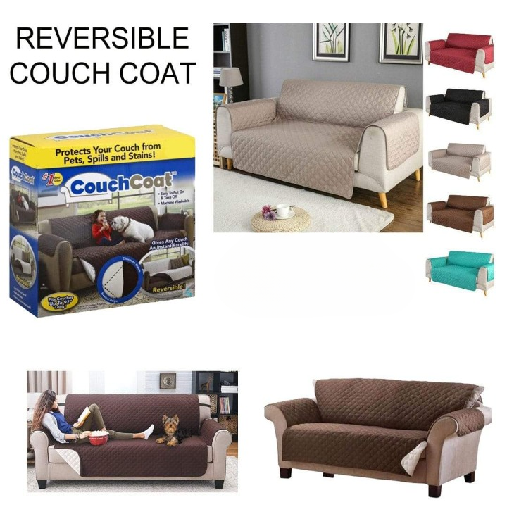 Reversible Quilted Sofa Cover – Washable Furniture Protector