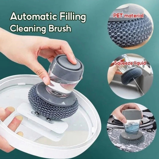 Kitchen Soap Dispensing Palm Brush with Built-in Soap Dispenser
