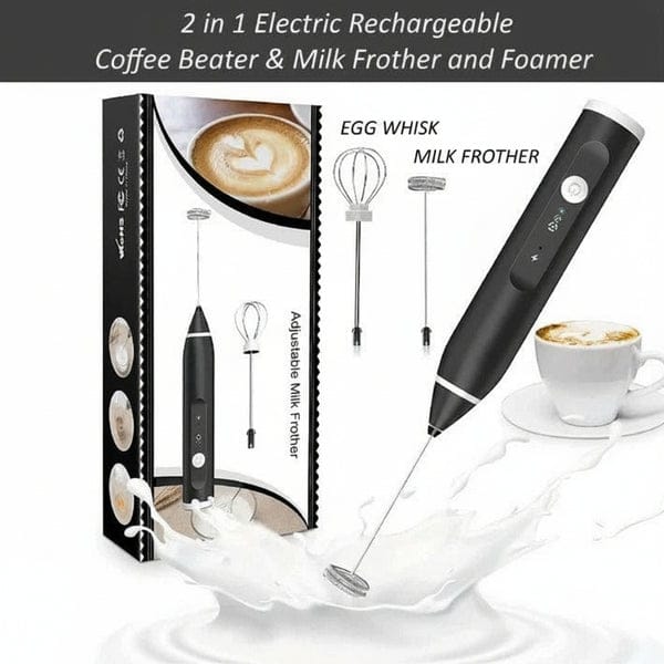 2-in-1 USB Rechargeable Milk Frother & Egg Beater