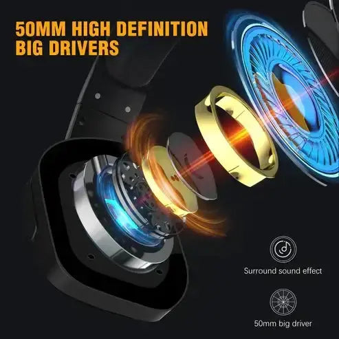 Gaming Headset RGB Wired Computer Headset PS4 Headset with colorful LED lights and adjustable microphone